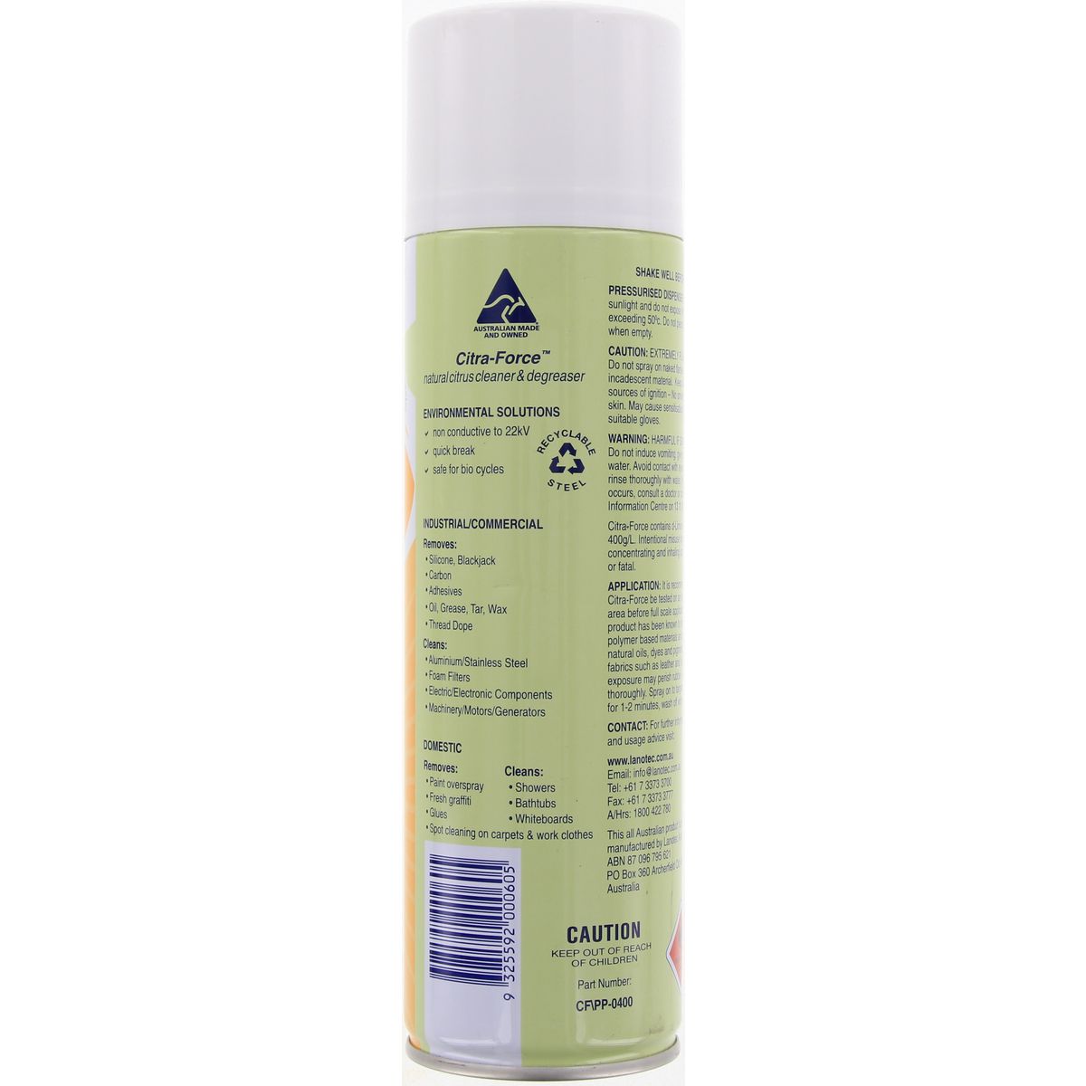 Lanotec Citra Force Cleaner & Degreaser Aerosol Spray 400g - CF\PP-0400