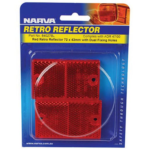 Narva Reflector Rectangle Red 43 x 72mm 2 Pack - 84027BL