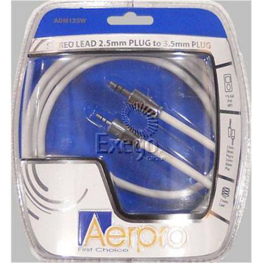 Aerpro 2.5mm to 3.5mm Stereo Lead 2m White - ADM125W
