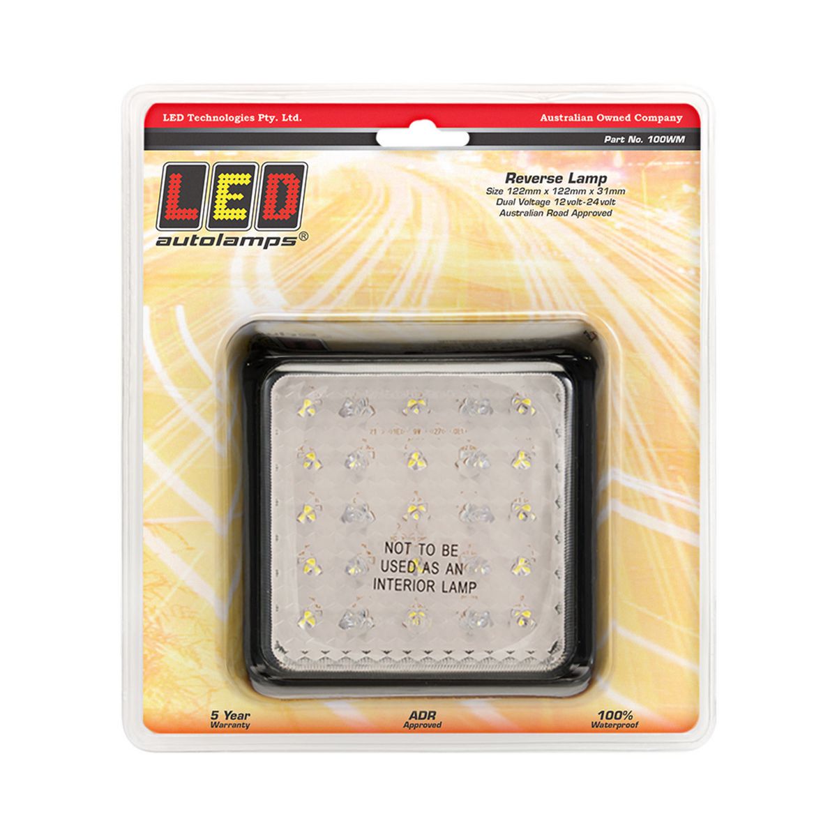 LED Autolamps 12/24V Reversing Lamp With 25 White LEDs With Bracket and 30cm Wire - 100WM