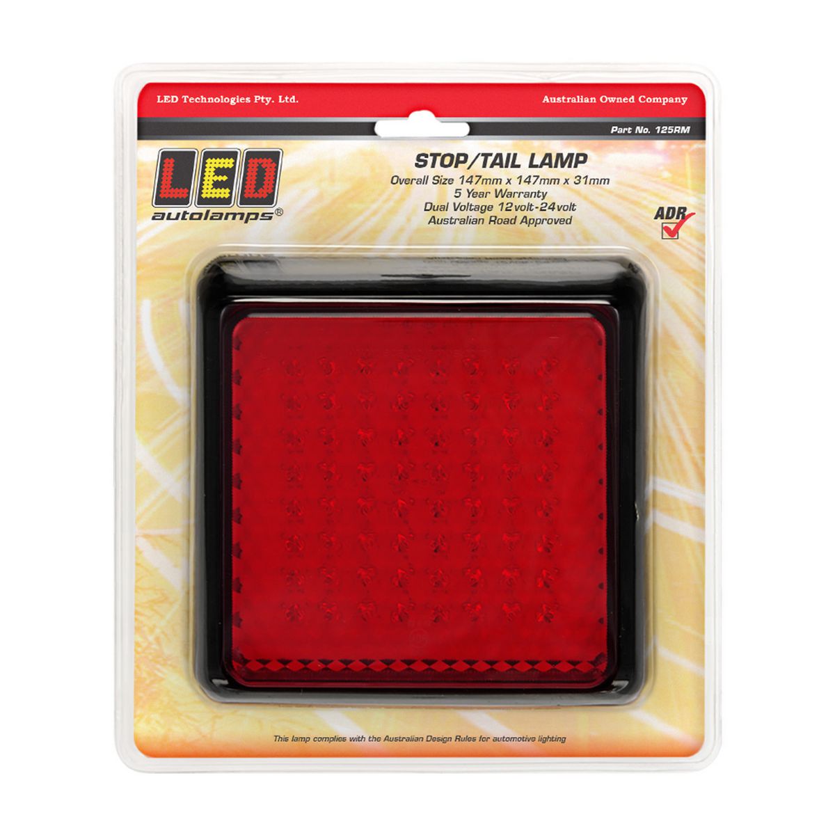 LED Autolamps 12/24V Stop/Tail Lamp 64 LEDs With 30cm Wire - 125RM