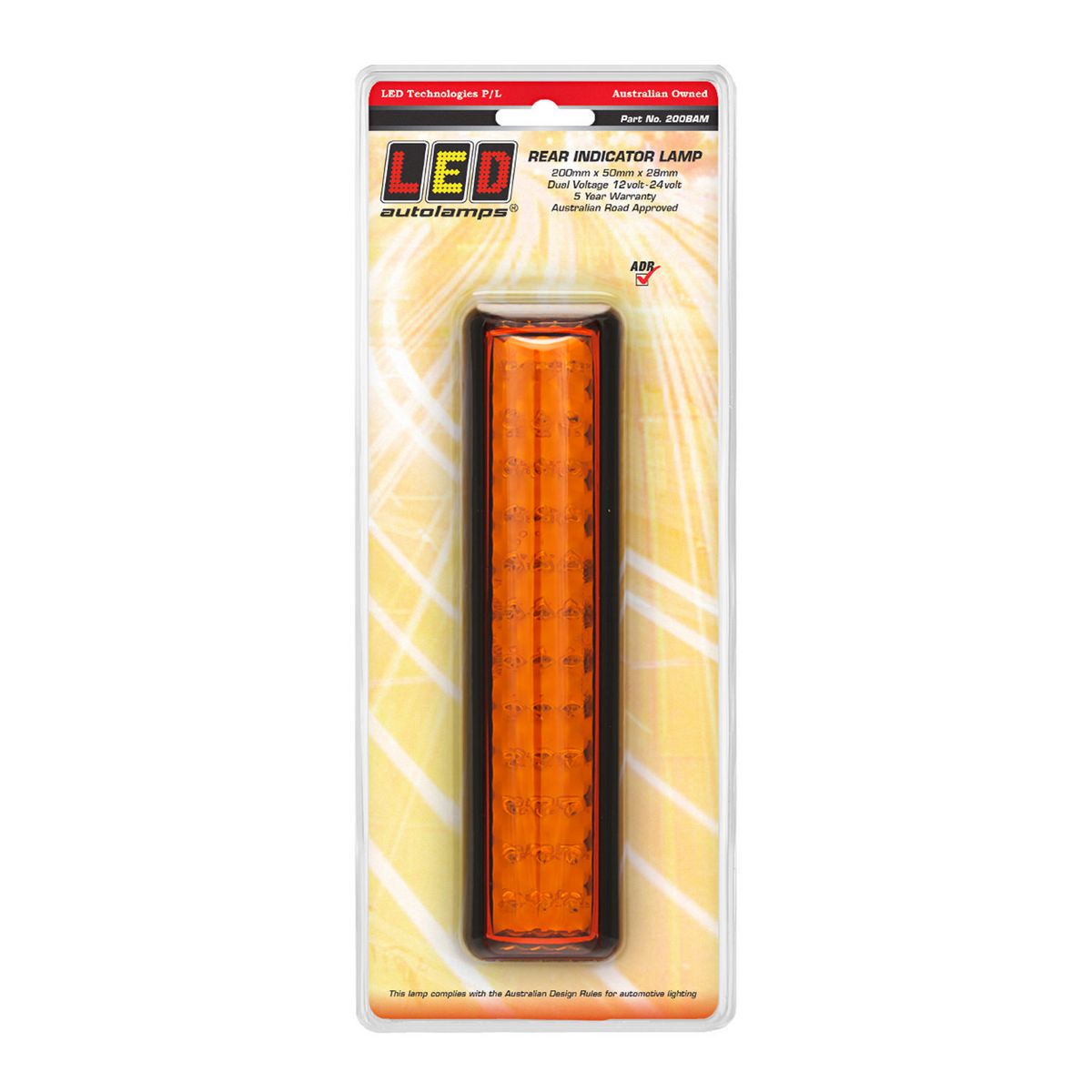 LED Autolamps 12/24V Indicator Light 36 LEDs 200x50x25mm - 200BAM