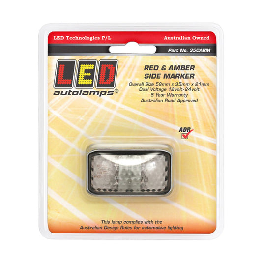 LED Autolamps Side Marker Light Red/Amber LED 12 or 24V - 35CARM