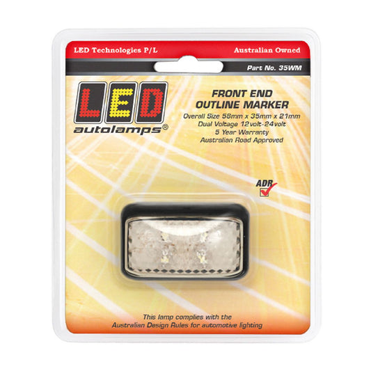 LED Autolamps 10/30V Front Outline Position Marker 4 White LEDs With 40cm Wire - 35WM