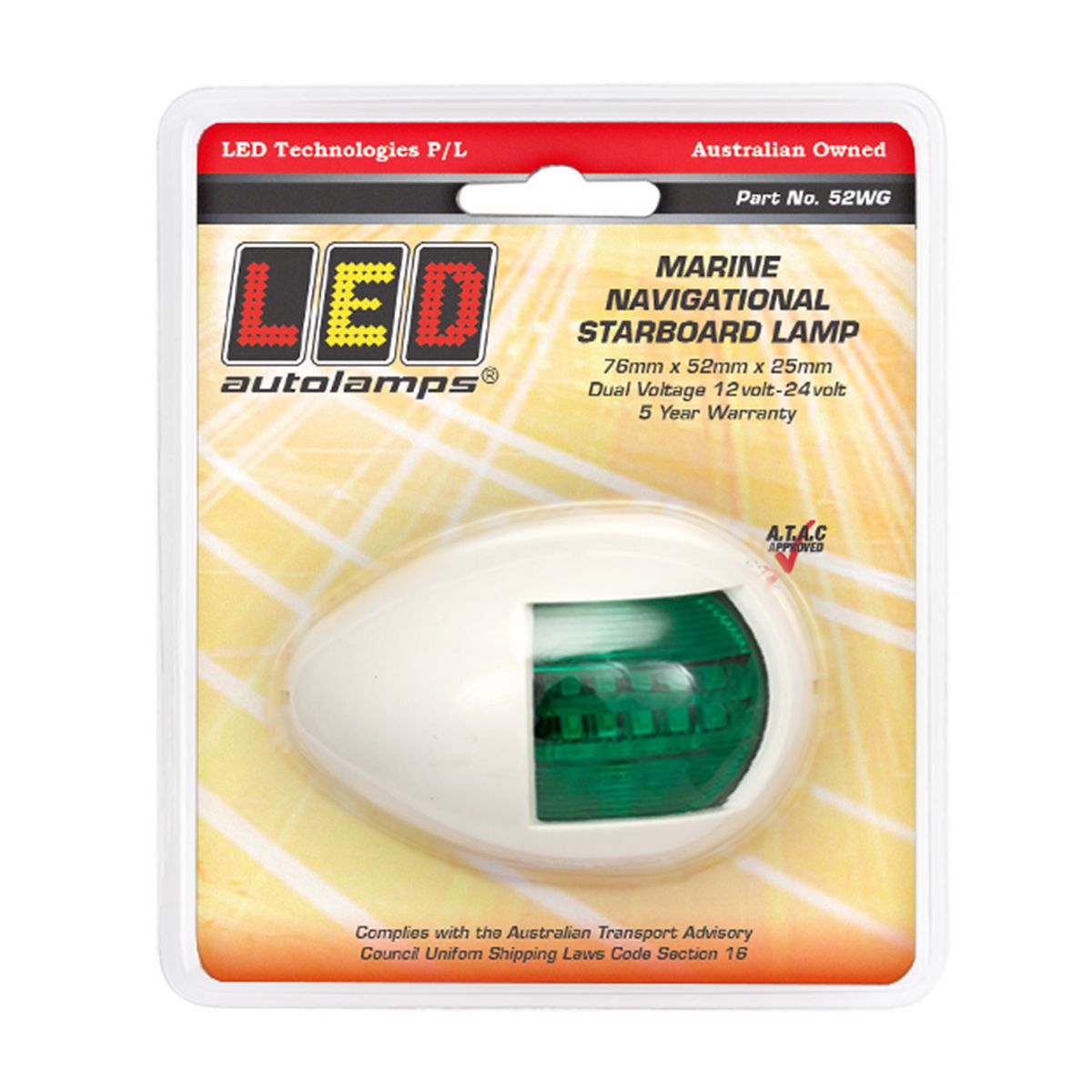LED Autolamps 12/24V LED Marine Navigation Starboard Lamp - 52WG