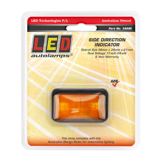 LED Autolamps 10/30V Side Direction Indicator In Blister Pack With 3 LEDs - 58AM
