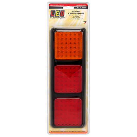 LED Autolamps 12V Stop/Tail/Indicator Assembly 3 Lamps With 108 LEDs Black Bracket - 80BARR