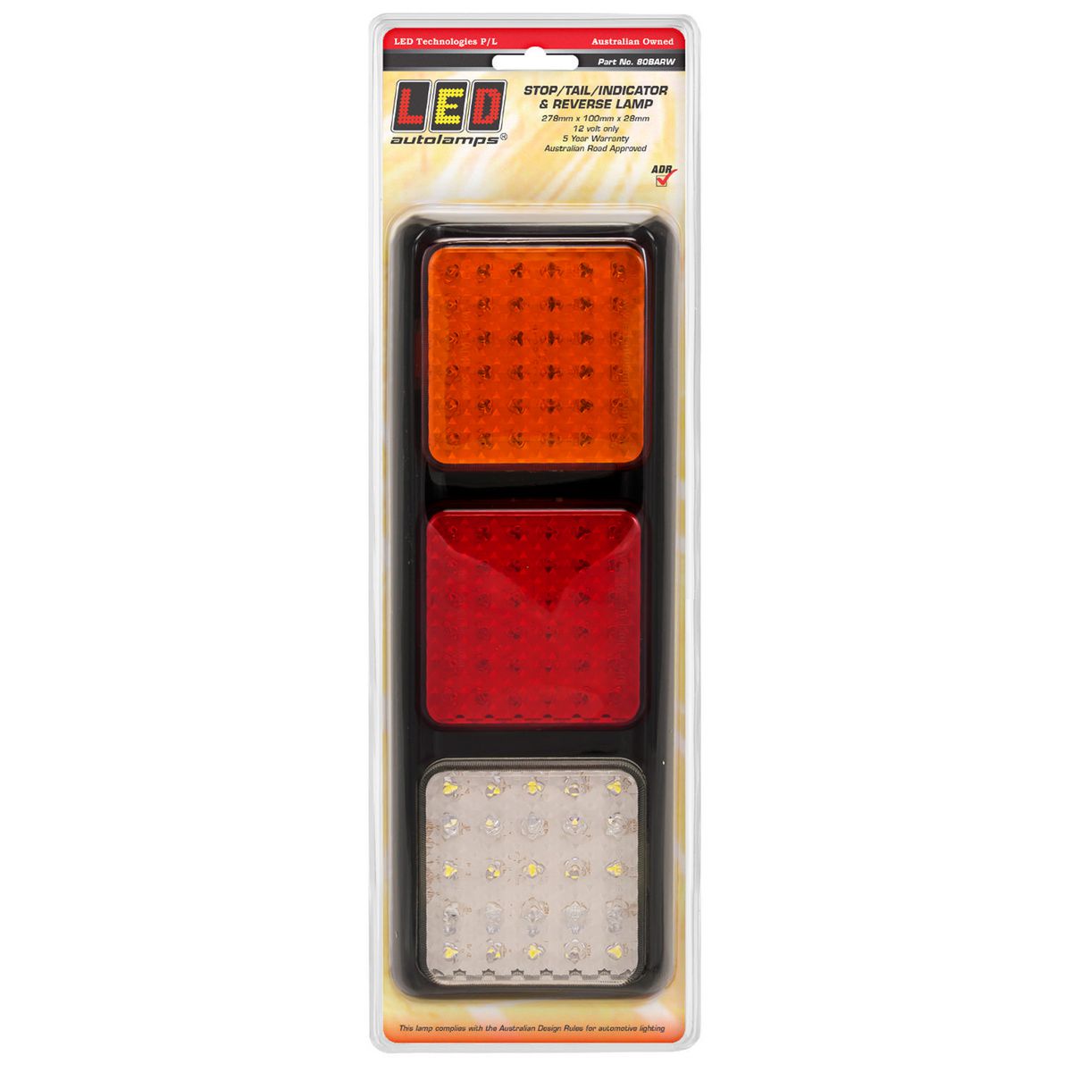 LED Autolamps 12V LED Stop/Tail/Indicator/Reverse Assemnly Lamp With 108 LEDs - 80BARW