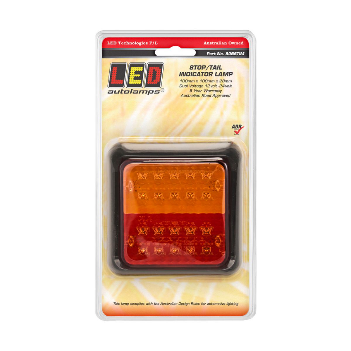 LED Autolamps Multi Volt Stop/Tail/Indicator Lamp Black Bracket With 40cm Wire - 80BSTIM