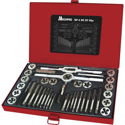Mechpro Blue Tap & Die Set 40pc HD Alloy Steel M3x0.5 - M12x1.75 MPST115S - MPST115S