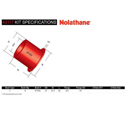 Nolathane Rear Uper Shock Absorber Bushing Kit - 43117