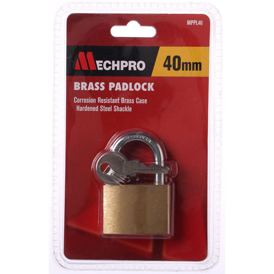 Mechpro Blue Padlock Brass 40mm Single Brass w/2-Key - MPPL40