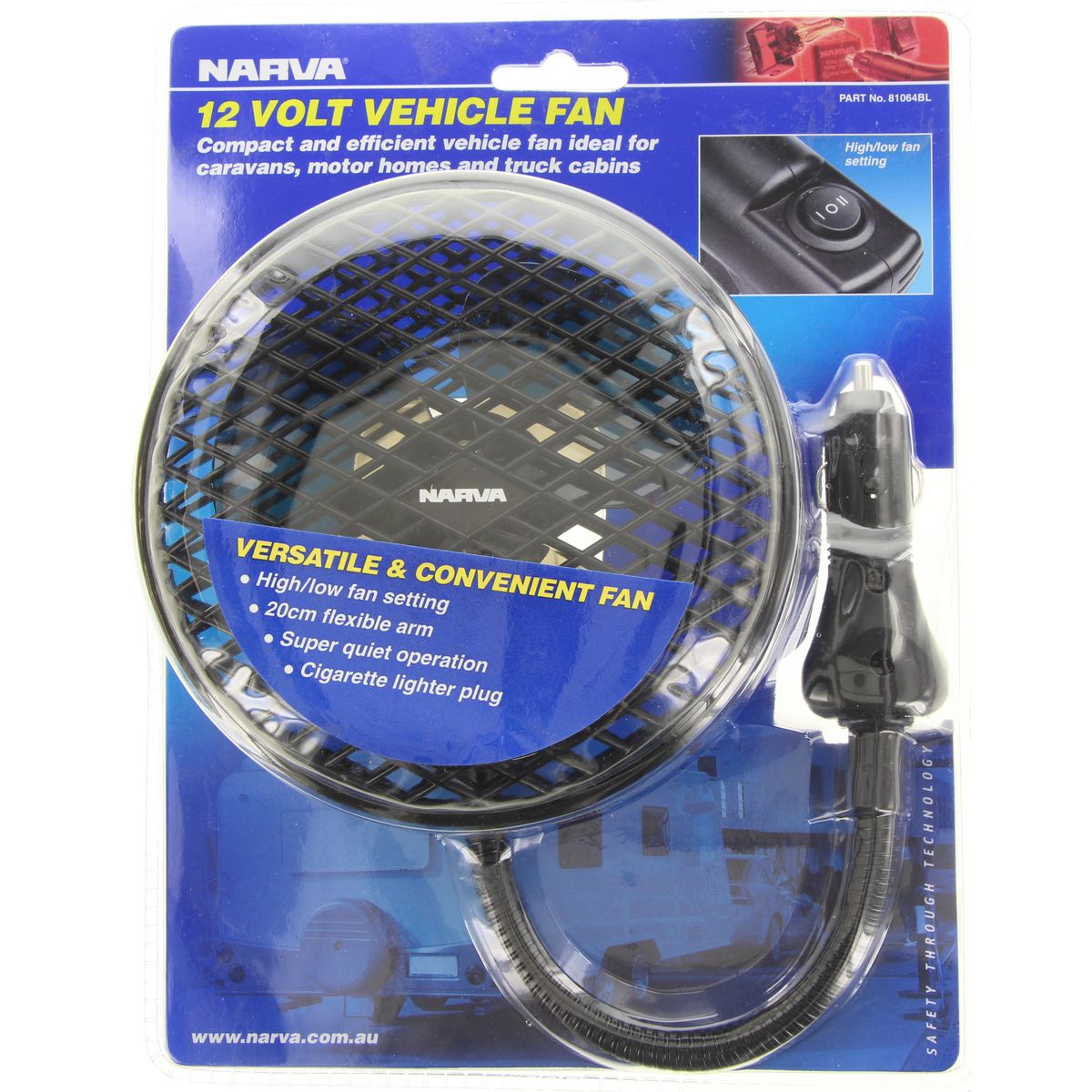 Narva Dash Fan 12V Two Speed - 81064BL