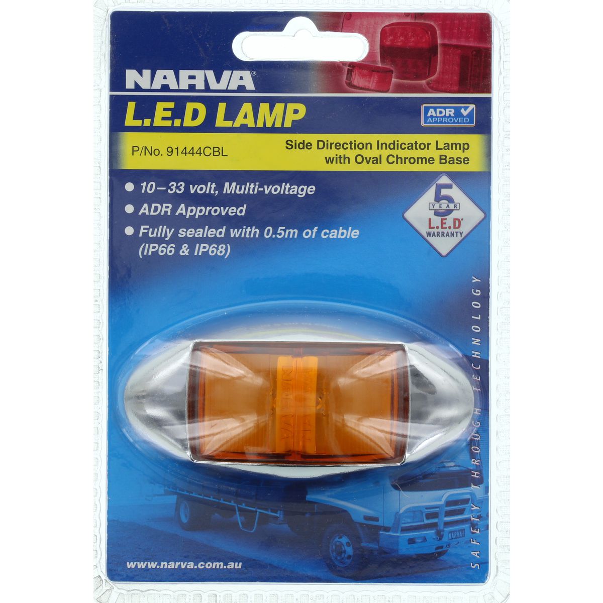 Narva Side Marker Light Amber LED 9 to 33V - 91444CBL