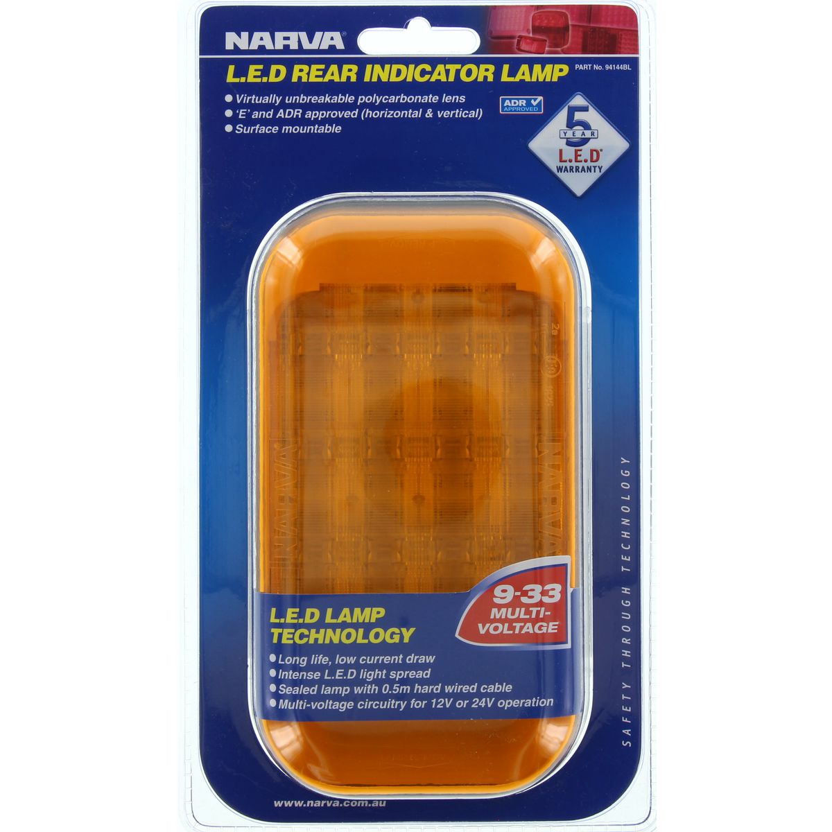 Narva Rear Indicator Lamp LED 9 to 33V Surface Mount - 94144BL
