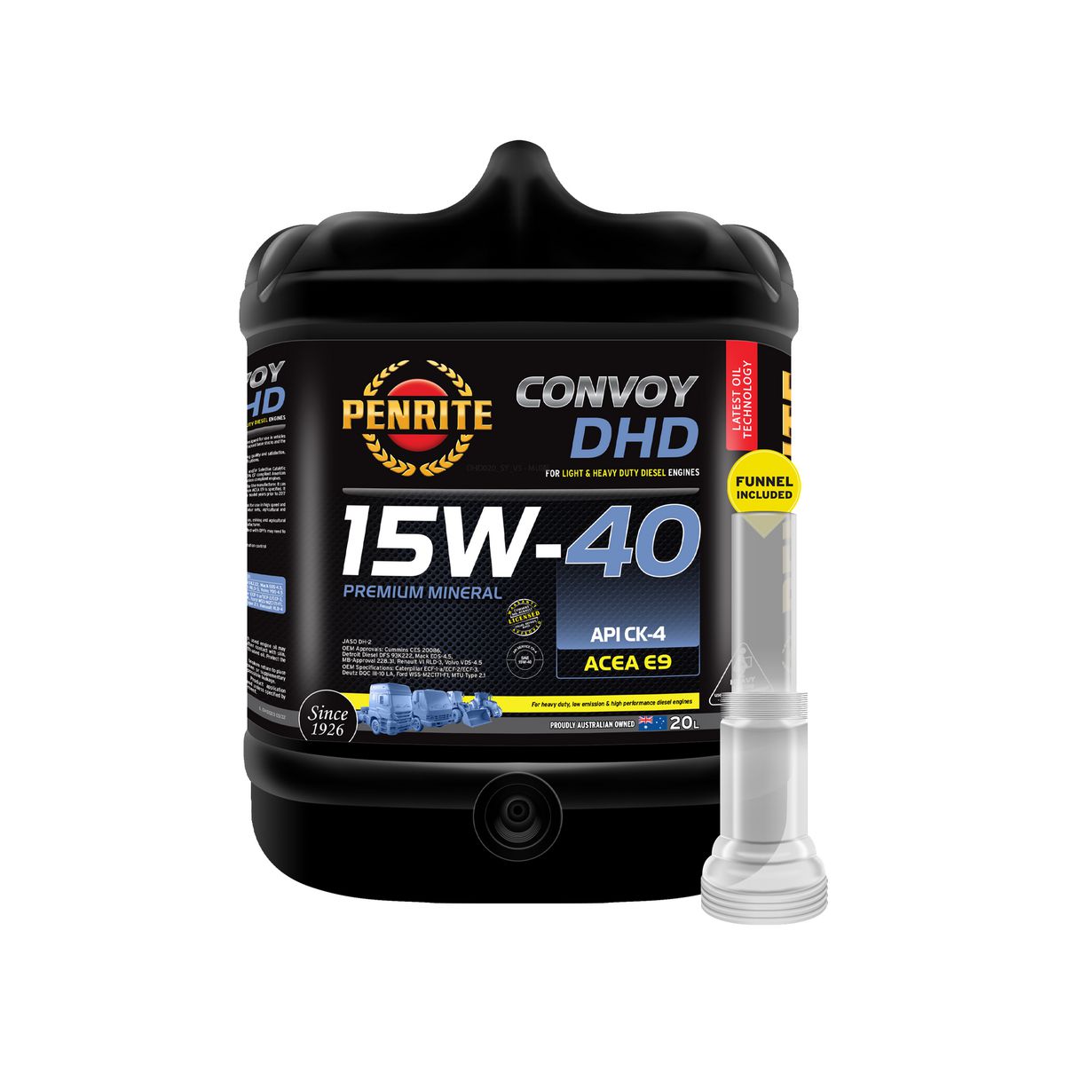 Penrite Diesel HD SAE 15W-40 Cj-4-Sm Engine Oil 20L - DHD020