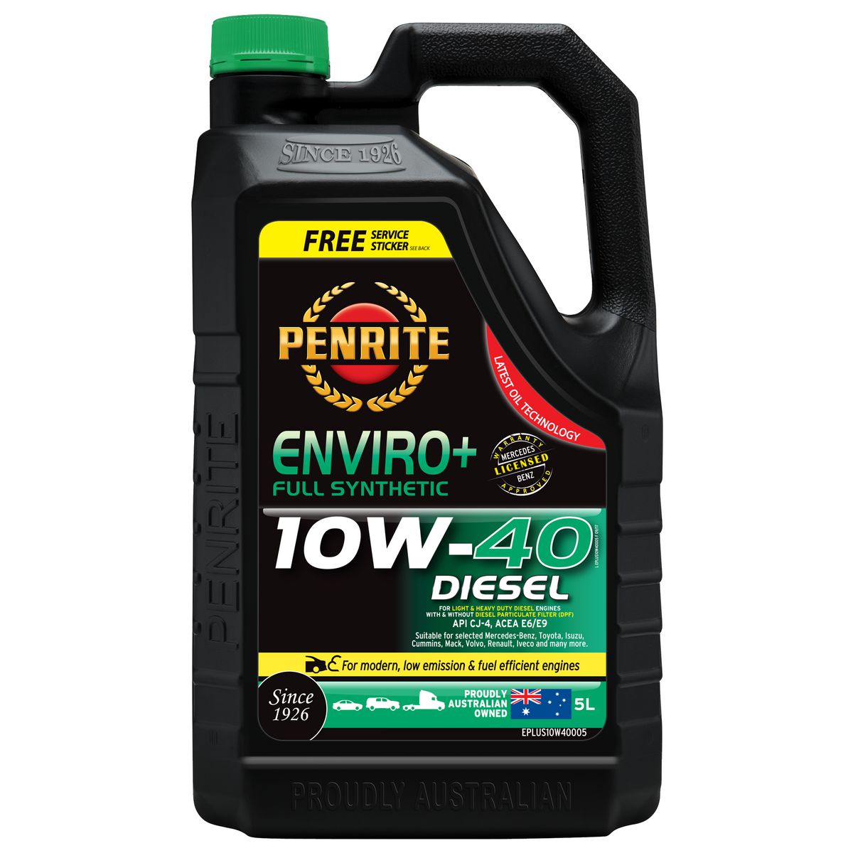 Penrite Enviro+ 10W-40 Diesel Cj-4-Sm Engine Oil 5L - EPLUS10W40005