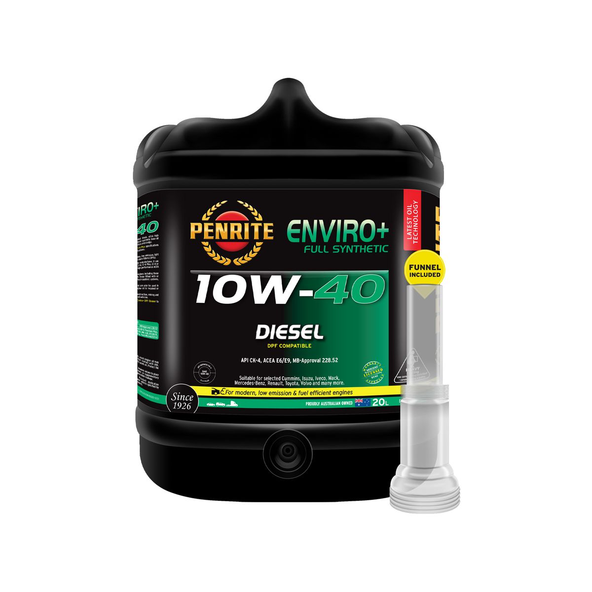 Penrite Enviro+ 10W-40 Diesel Cj-4-Sm Engine Oil 20L - EPLUS10W40020