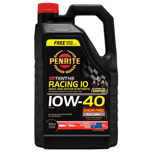 Penrite 10 Tenths Racing 10W-40 Engine Oil 5L - RACING10W40005