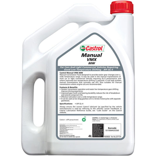 Castrol VMX Manual Transmission Fluid 80W 4L - 3377724