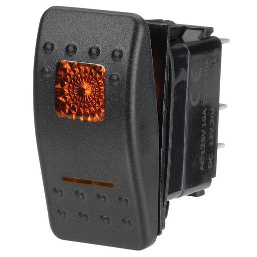 Narva Sealed Rocker Switch Off/ Mom On Green LED 20A at 12V - 63118BL