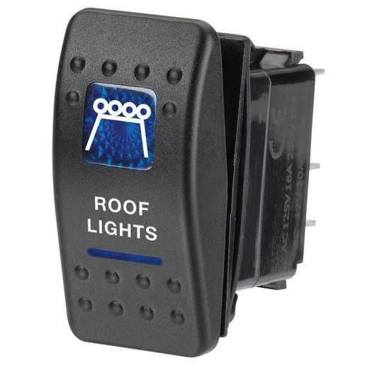 Narva Sealed Rocker Switch Off/On SPDT 12V Blue Illuminated Roof Lights Symbol - 63146BL