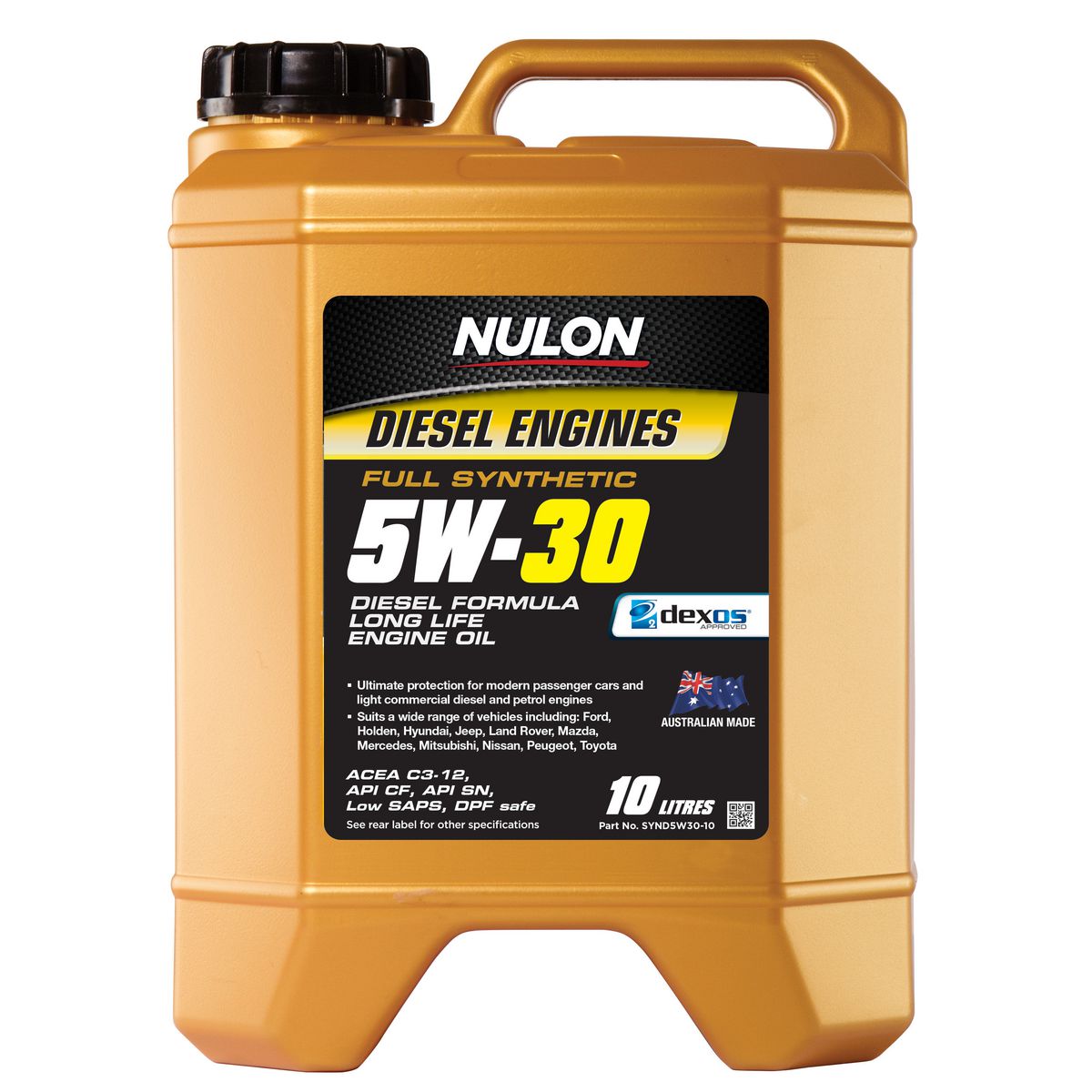 Nulon Long Life Diesel 5W-30 Engine Oil 10L - SYND5W30-10
