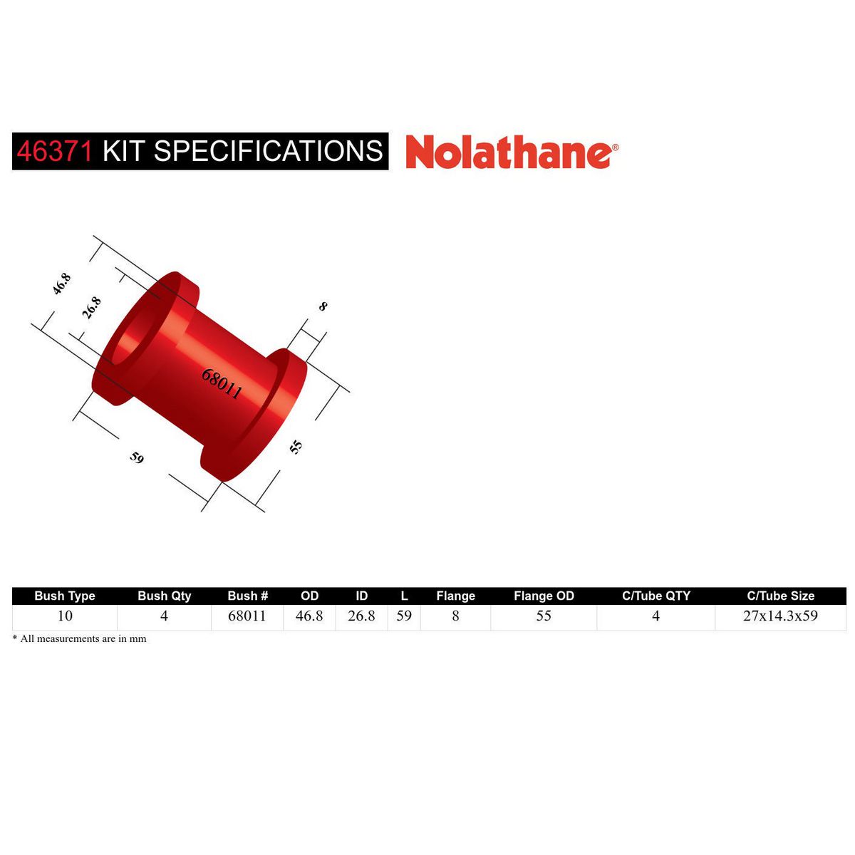 Nolathane Rear Upper Trailing Arm Bushing Kit - 46371