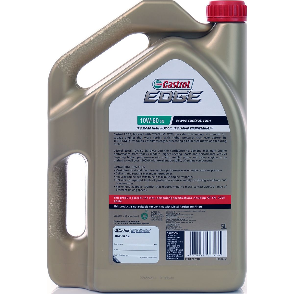 Castrol Edge Synthetic 10W-60 Engine Oil 5L - 3383402