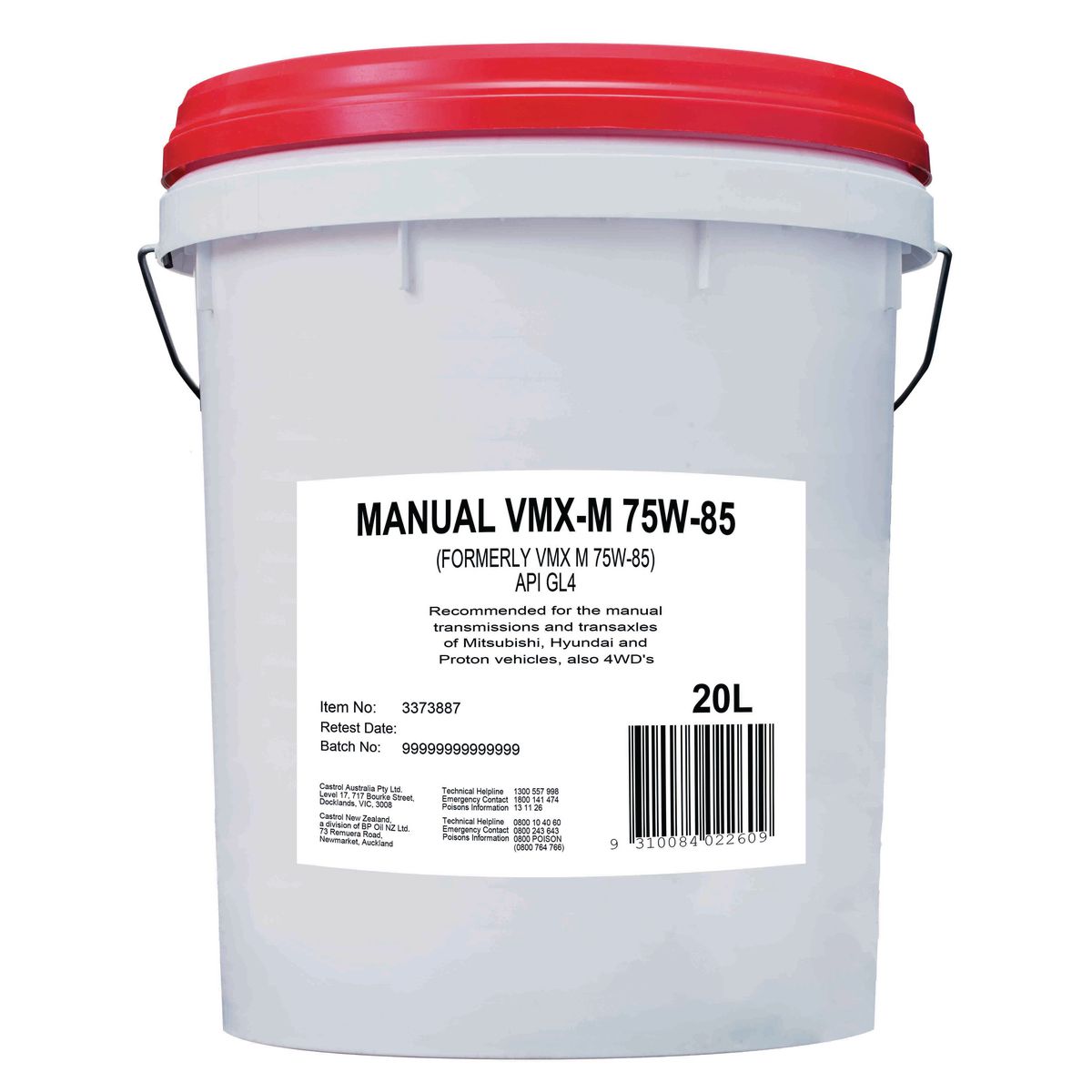 Castrol VMX 75W-85 Manual Transmission Fluid 20L - 3373887