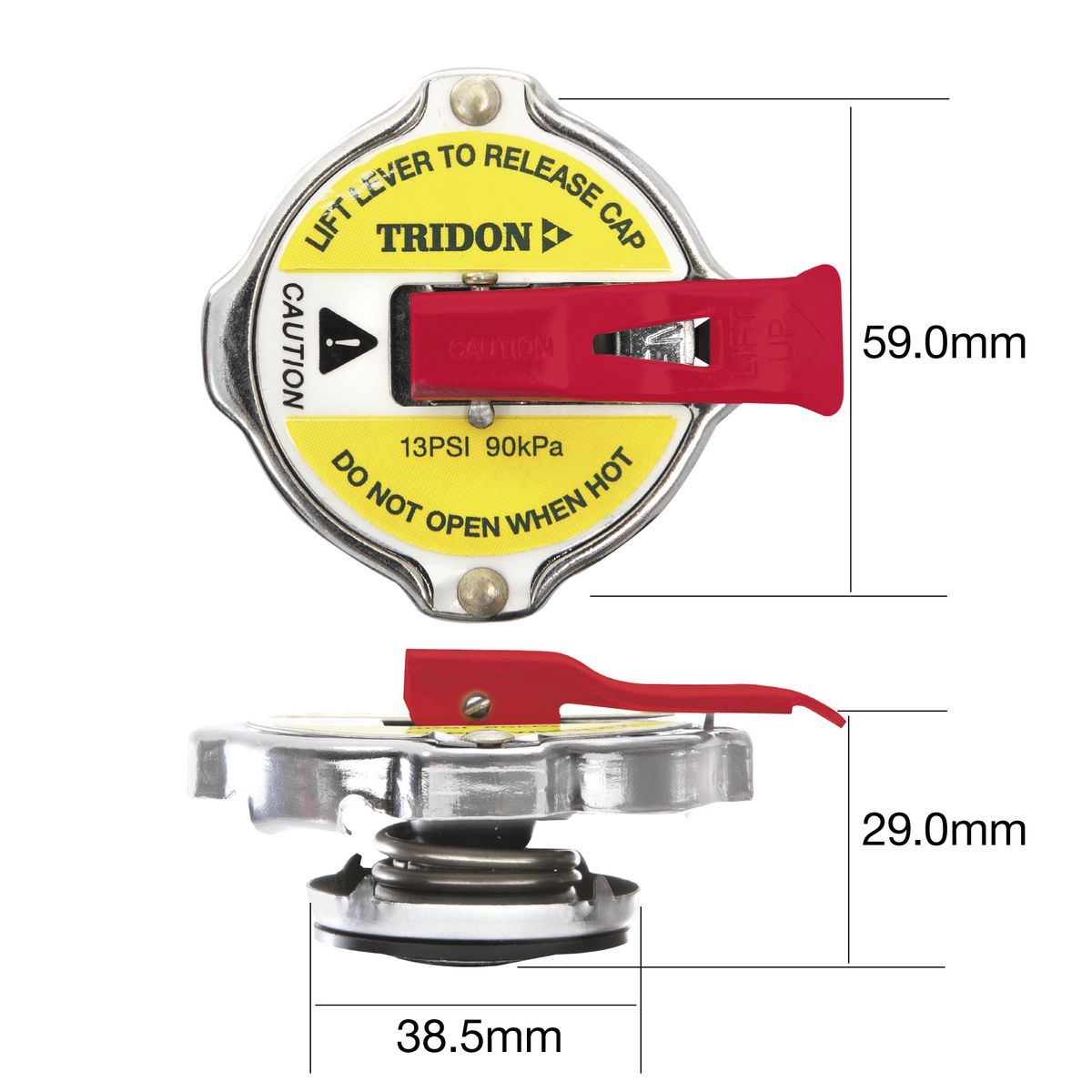 Tridon Lever Release Radiator Cap 13 Psi - 90 Kpa Metal Bayonet - CA1390L