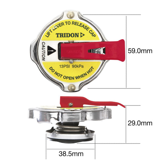 Tridon Lever Release Radiator Cap 15 Psi - 100 Kpa Metal Bayonet - CA15100L