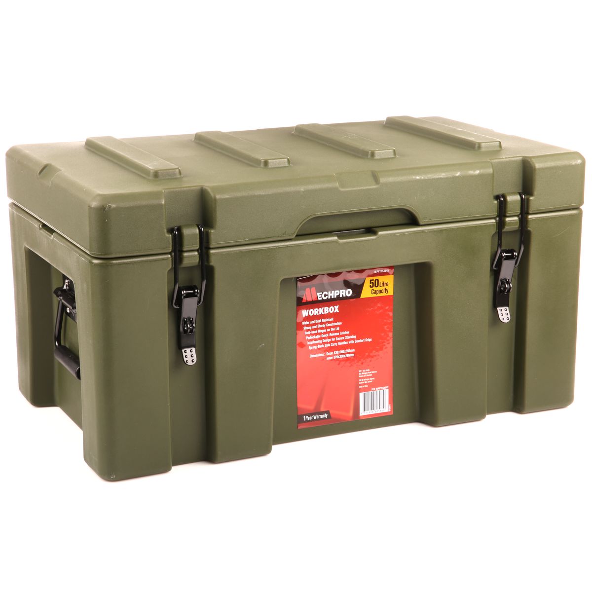 Mechpro Plastic Toolbox Army Green 50Ltr - MPPTBSAGV2 - MPPTBSAGV2