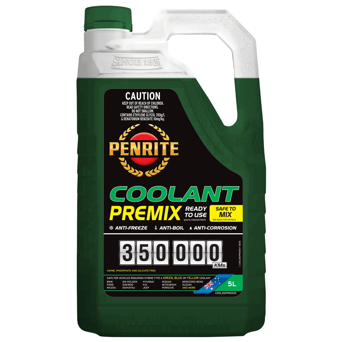 Penrite 350,000km Green Anti-Freeze Coolant Premix 5L - COOL350PMX005