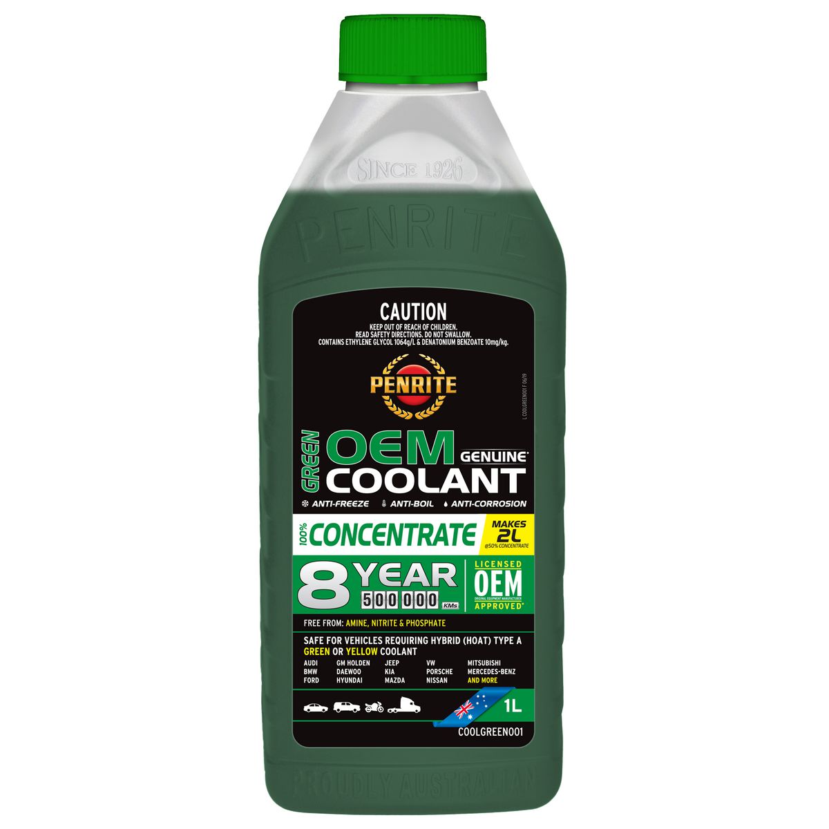 Penrite 7 Year 450,000km Green Coolant Concentrate 1L - COOLGREEN001