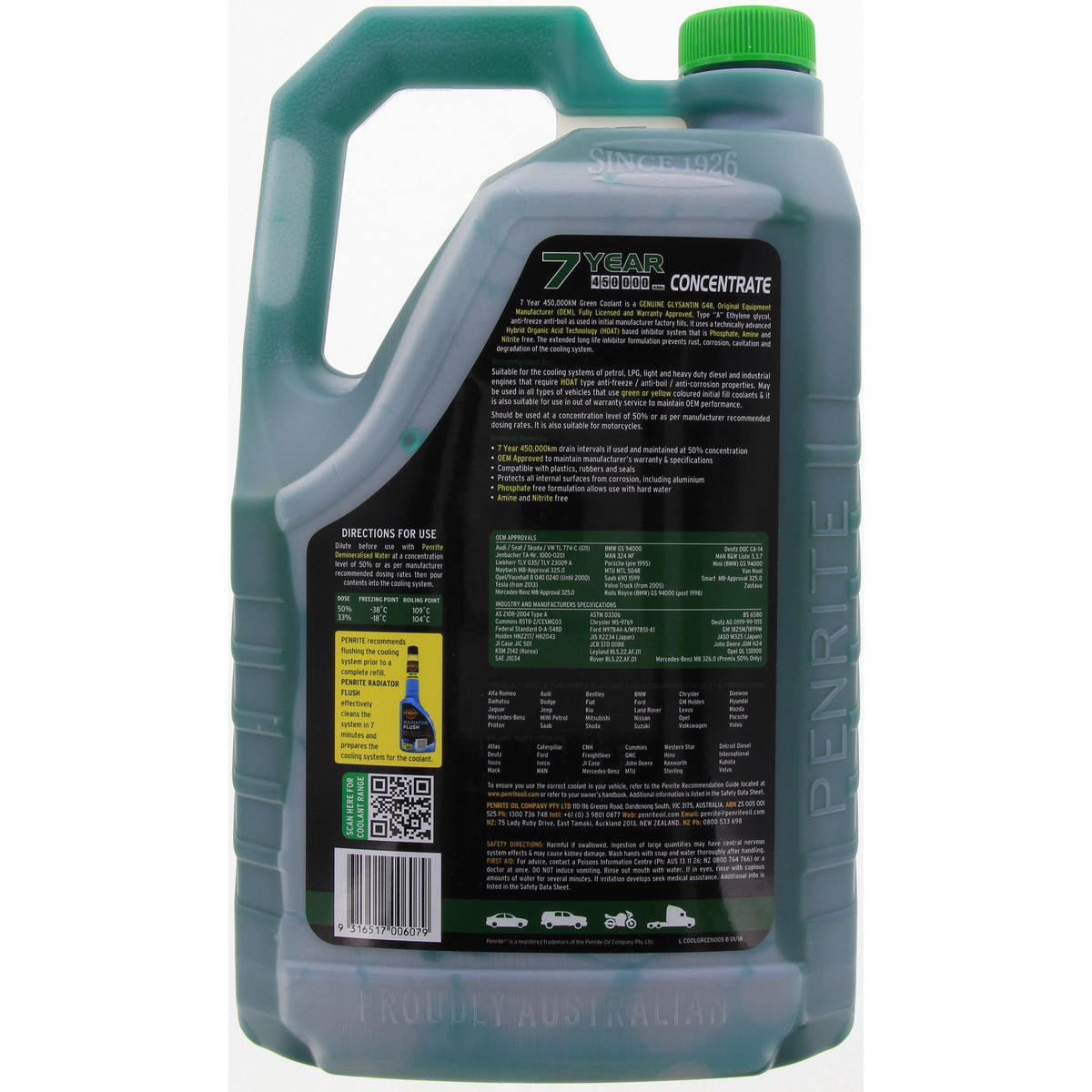 Penrite 7 Year 450,000km Green Coolant Concentrate 5L - COOLGREEN005