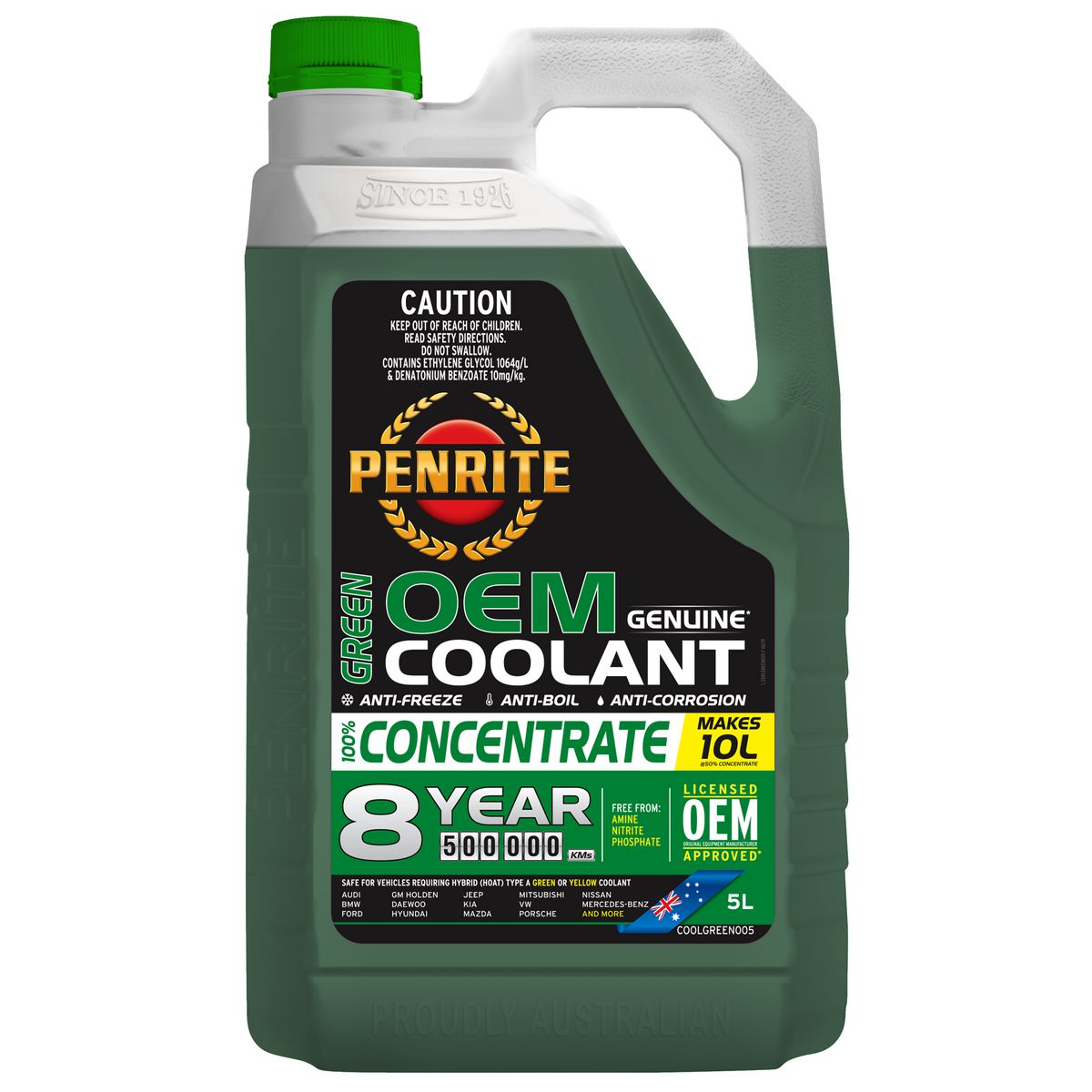 Penrite 7 Year 450,000km Green Coolant Concentrate 5L - COOLGREEN005