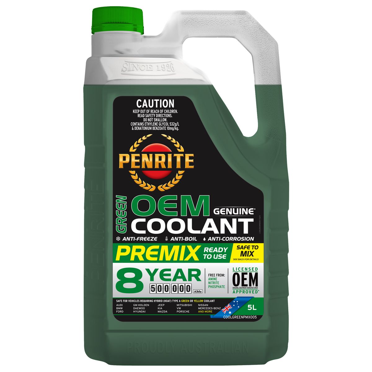 Penrite 7 Year 450,000km Green Coolant Premix 5L - COOLGREENPMX005