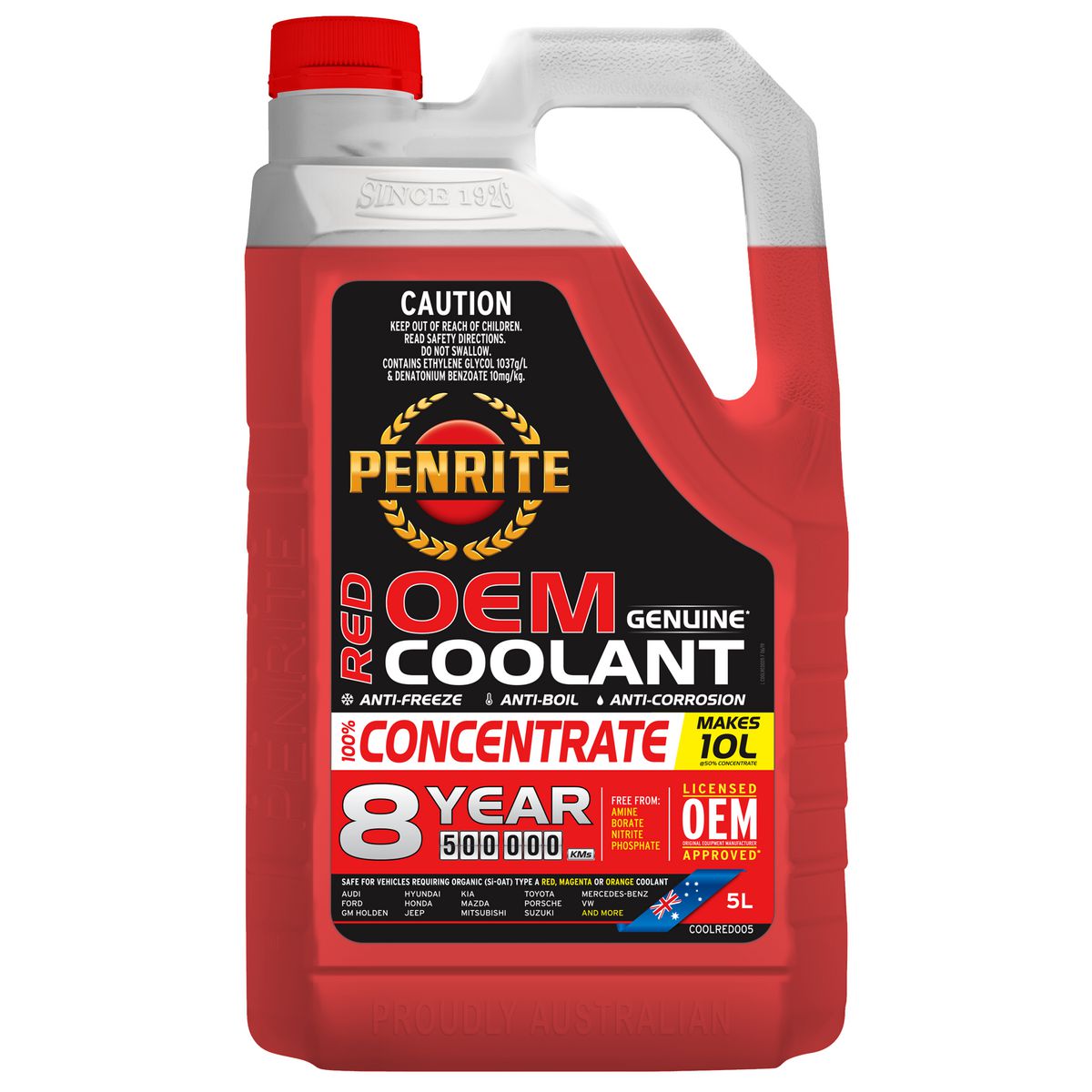 Penrite 8 Year 500,000km Red Coolant Concentrate 5L - COOLRED005