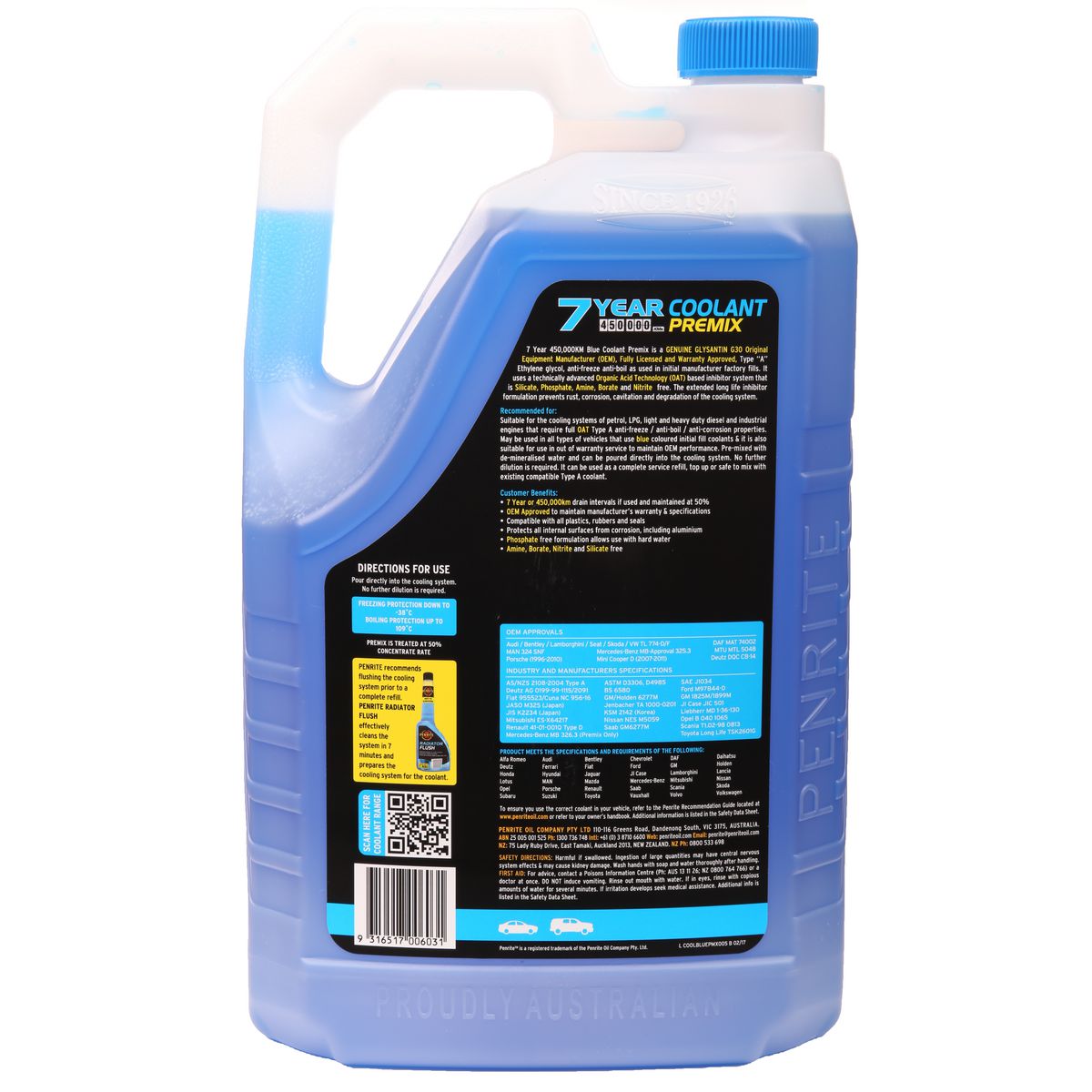 Penrite 7 Year 450,000km Blue Coolant Premix 5L - COOLBLUEPMX005