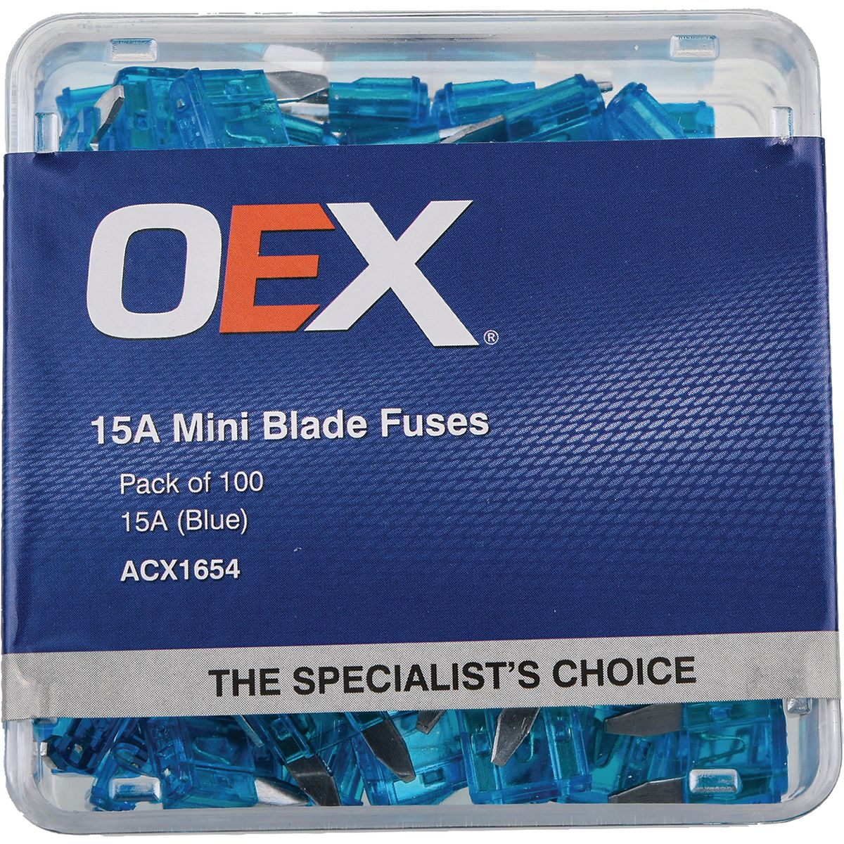 OEX Fuse Mini Blade 15A Blue (Pack of 100) - ACX1654