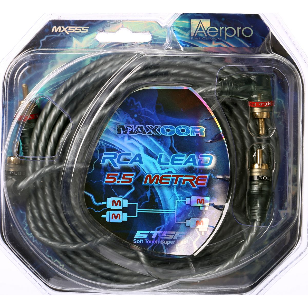 Aerpro 5M 2M/2M Right Angled RCA Lead - MX555