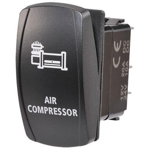 Narva Sealed Rocker Switch Off/On SPDT 12V/24V Blue LED Illuminated Air Compressor Symbol - 63228BL
