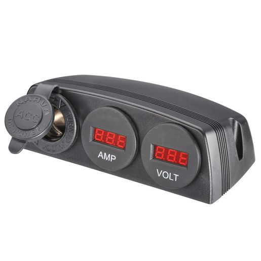 Narva Acc/Dual USB/Amp & Voltmeter Surface Mount - 81195BL