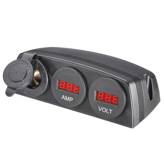Narva Acc/Dual USB/Amp & Voltmeter Surface Mount - 81195BL