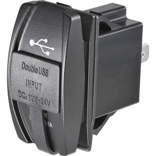 Narva Dual USB Socket 12/24V Blue LED - 63218BL