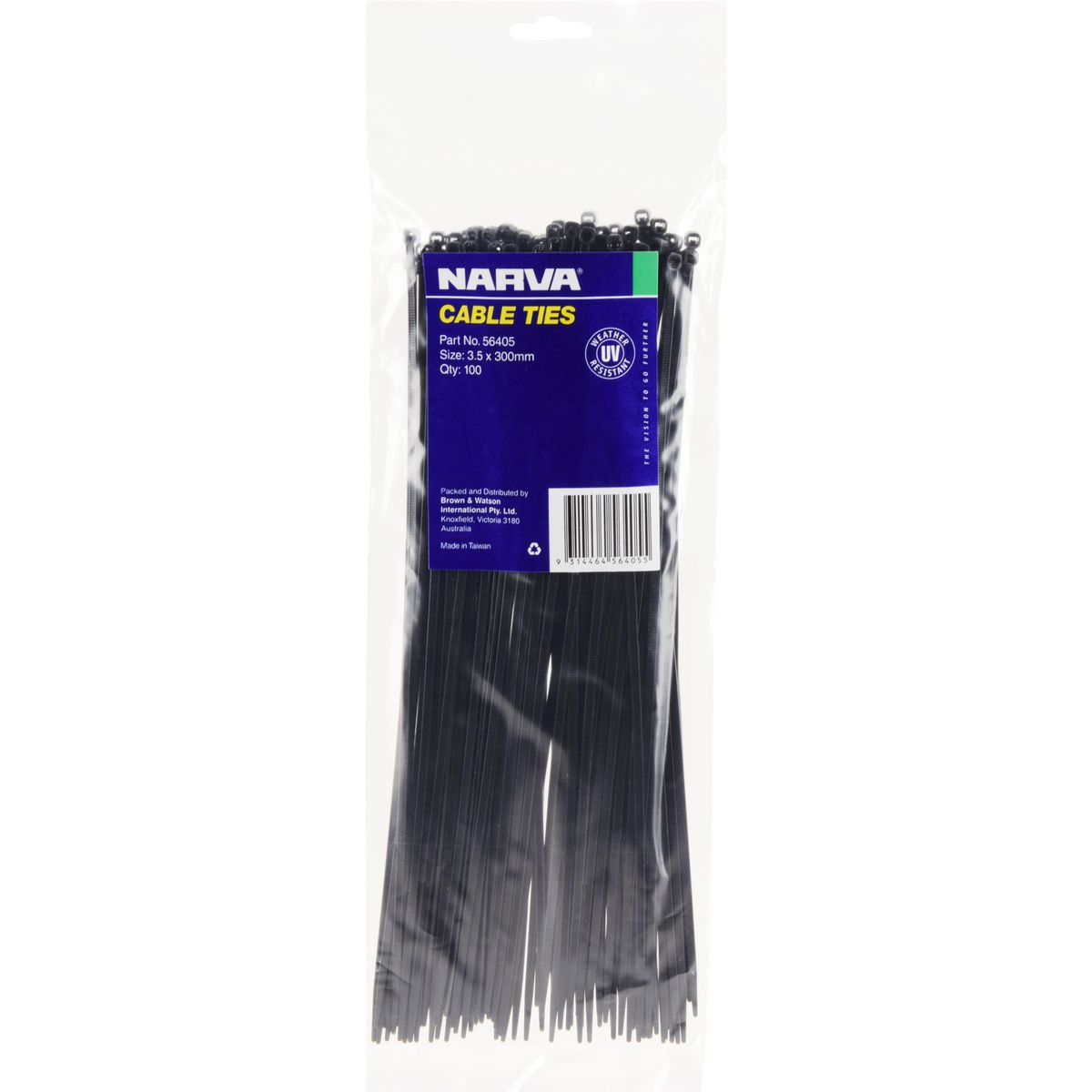 Narva Cable Tie Nylon Black 3.6mmX300mm 100 Pce - 56405