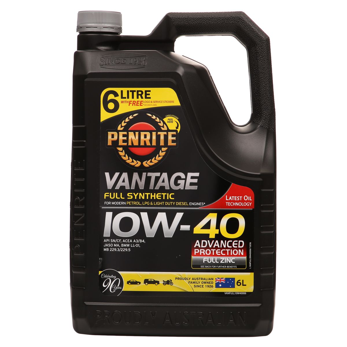 Penrite Vantage Full Synthetic 10W-40 Engine Oil 6L - VANFULL10W40006