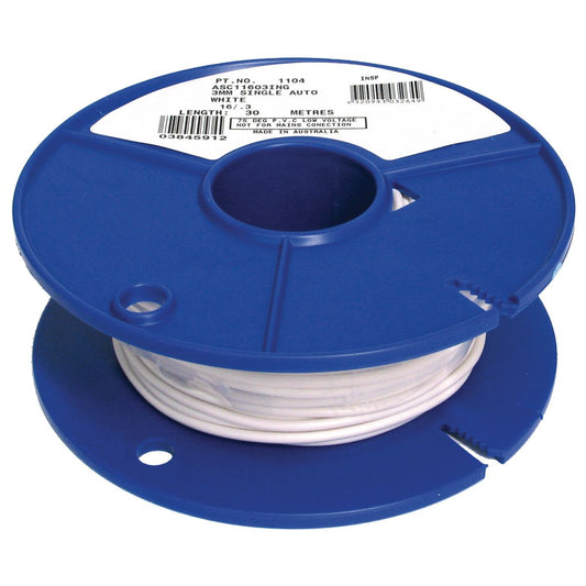 OEX Automotive Cable Single Core 3mm White 30M Roll - ACX0703