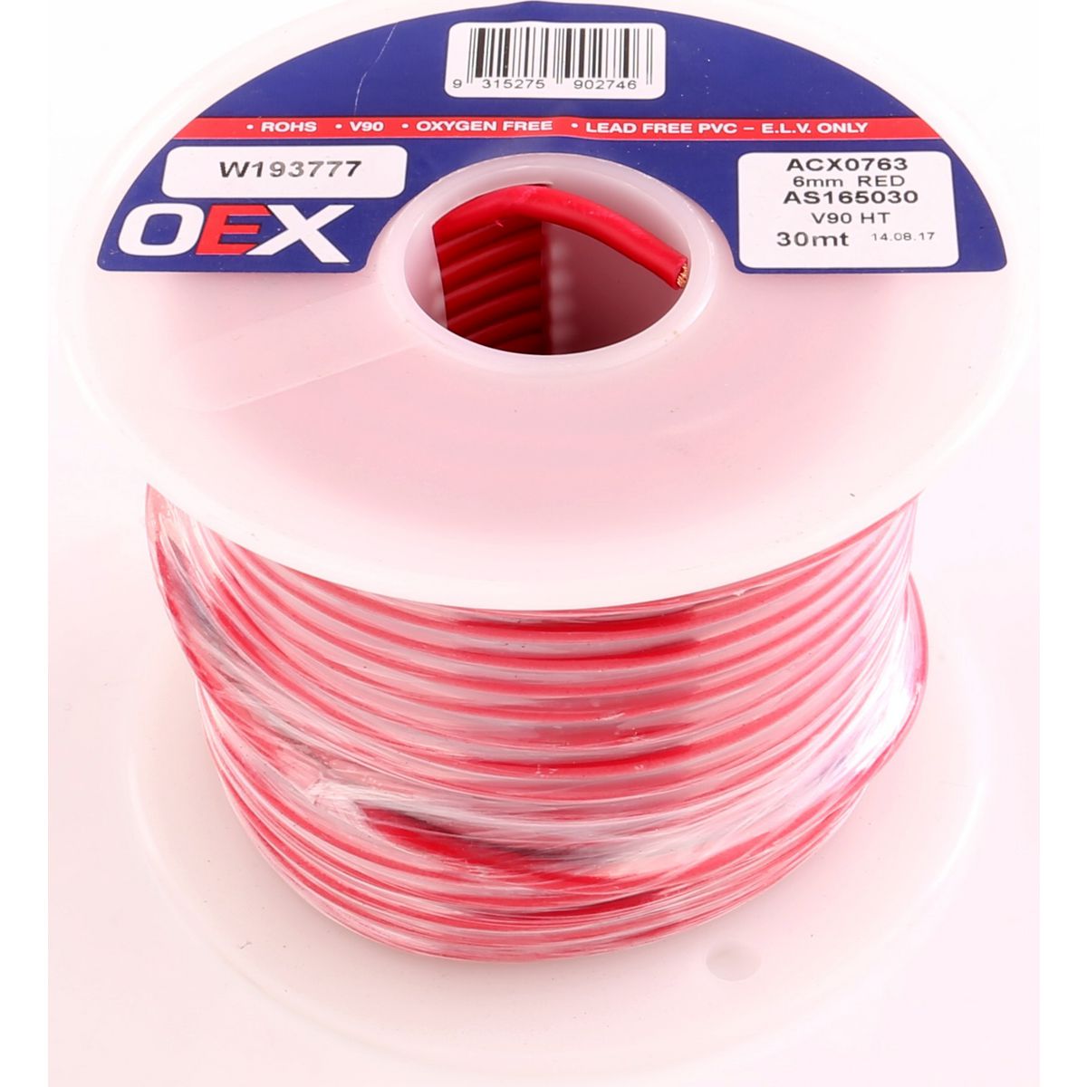 OEX Automotive Cable Single Core 6mm Red 30M Roll - ACX0763